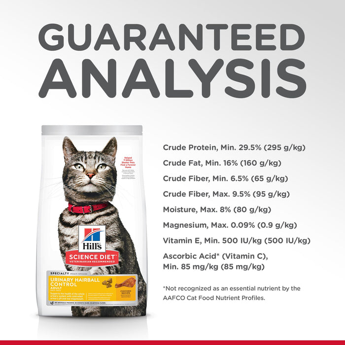 Hill's Science Diet Adult Urinary & Hairball Control Dry Cat Food, Chicken Recipe