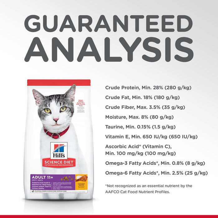 Hill's Science Diet Senior 11+ Dry Cat Food, Chicken Recipe