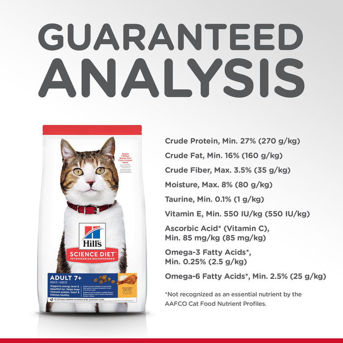 Hill's Science Diet Senior 7+ Dry Cat Food, Chicken Recipe