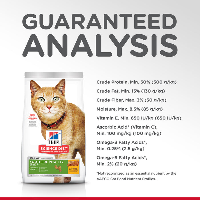 Hill's Science Diet Senior 7+ Senior Vitality Chicken & Rice Recipe Dry Cat Food, 6 lb bag