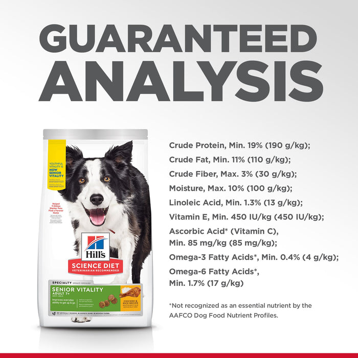 Hill's Science Diet Senior 7+ Senior Vitality Dry Dog Food, Chicken & Rice Recipe