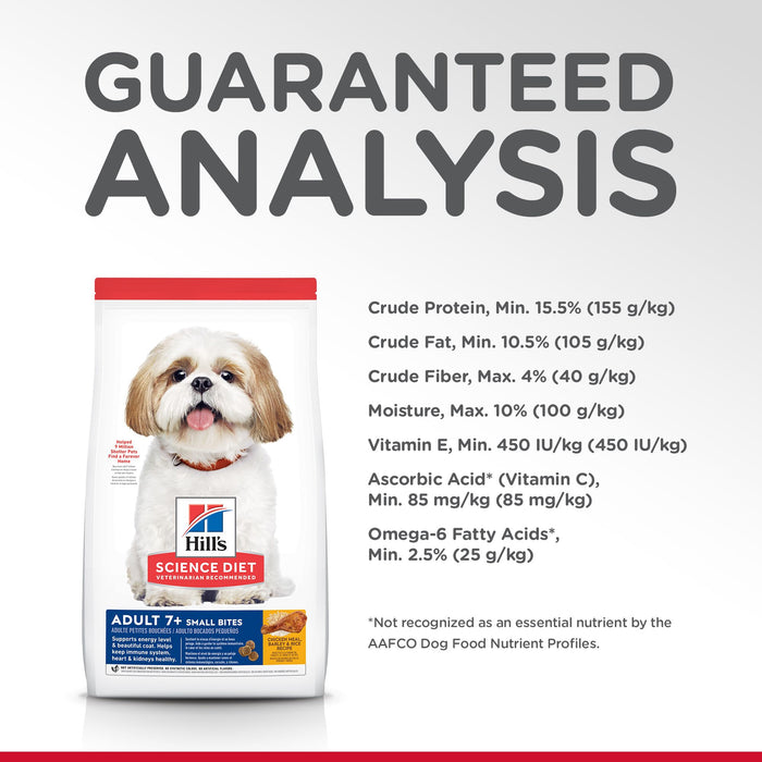 Hill's Science Diet Senior 7+ Small Bites Dry Dog Food, Chicken Meal, Barley & Brown Rice Recipe