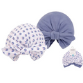 Hudson Baby 2pcs Turban Head Wraps, 0-6 Months, Leafy Floral
