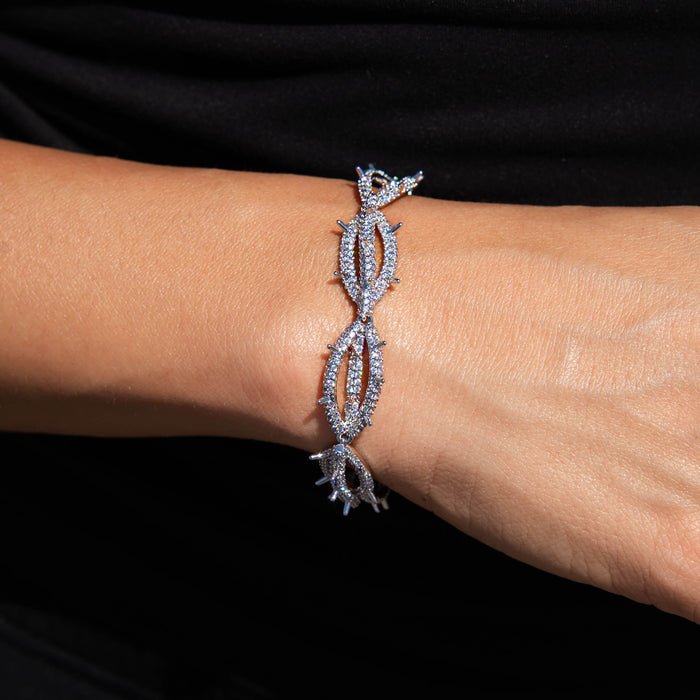 Iced Crown of Thorns Necklace + Bracelet Bundle in White Gold