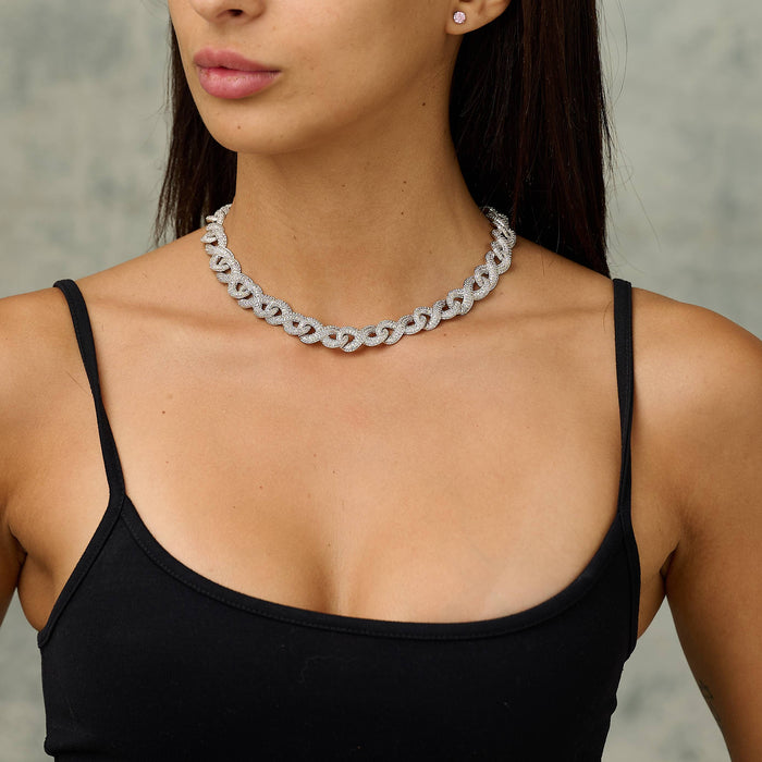 Iced Infinity Chain in White Gold - 10mm