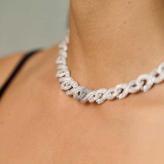 Iced Infinity Chain in White Gold - 10mm