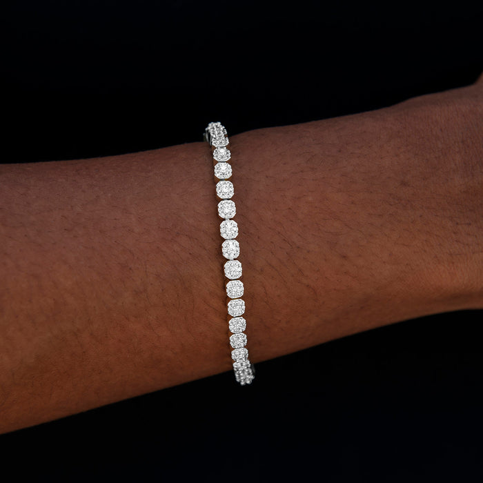 Iced Mini Clustered Tennis Bracelet in White Gold