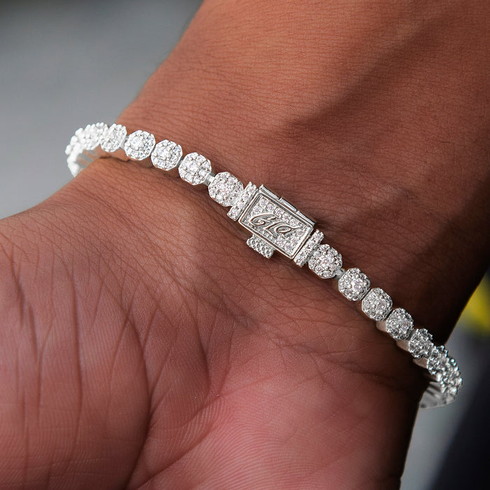 Iced Mini Clustered Tennis Bracelet in White Gold