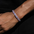 Iced Rock Pink Stationed Cuff Bracelet in White Gold