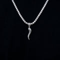 Italian Horn Pendant in White Gold