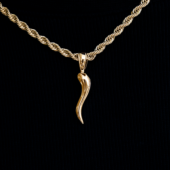 Italian Horn Pendant in Yellow Gold