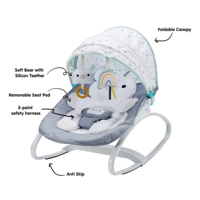 Konig Kids Baby Rocker Bouncer with Canopy (Bear)