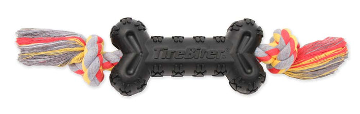 Mammoth Pet Large 7.25-in TireBiter Advanced Bone with Rope Dog Toy