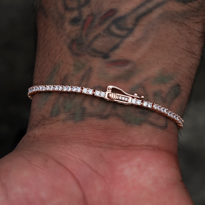 Men's Moissanite Diamond Tennis Bracelet in Rose Gold Vermeil - 2mm
