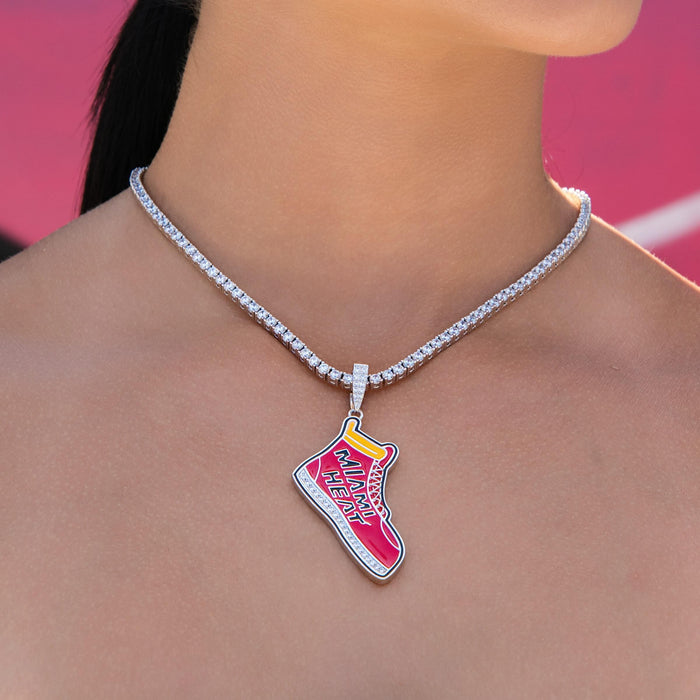Miami Heat Official NBA Sneaker Pendant in White Gold