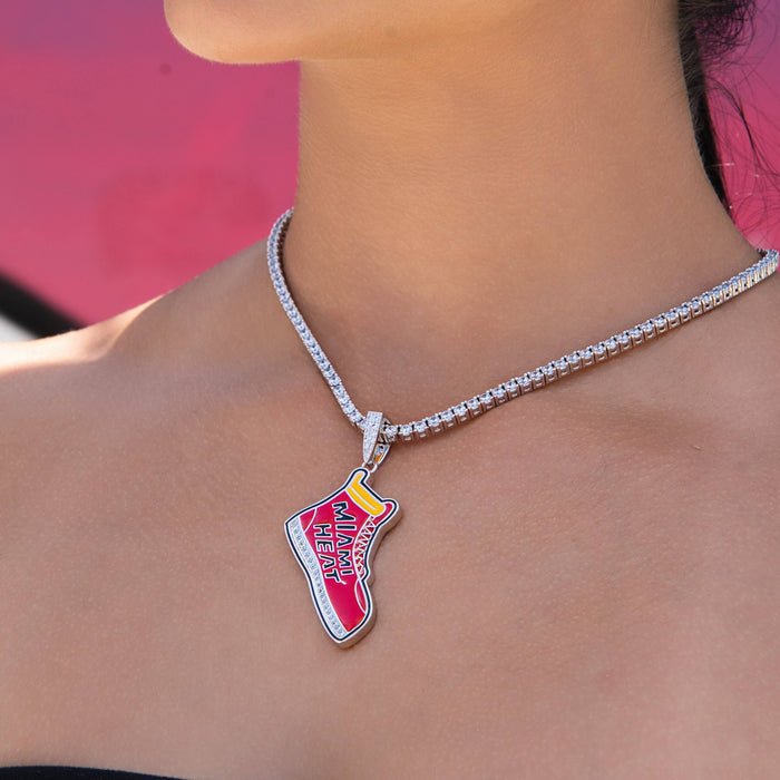 Miami Heat Official NBA Sneaker Pendant in White Gold