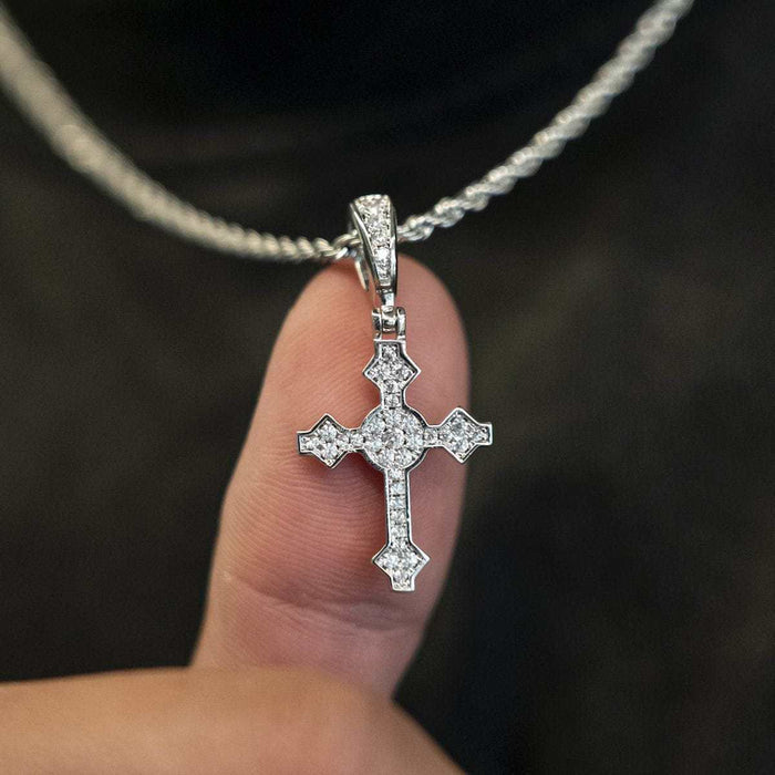 Micro Celtic Cross V.3 in White Gold - The GLD Shop