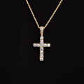Micro Diamond Cross Pendant + 2MM Rope Chain Bundle in Yellow Gold