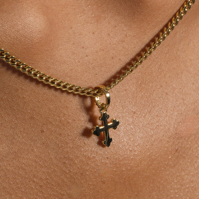 Micro Simple Celtic Cross Pendant in Yellow Gold - The GLD Shop