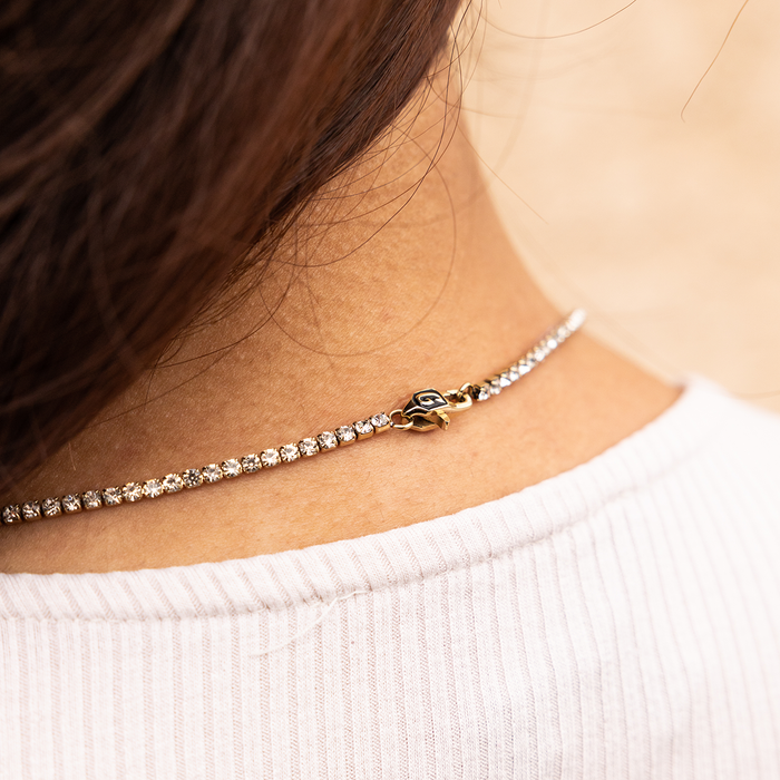 Micro Tennis Necklace + Bracelet Bundle in Yellow Gold