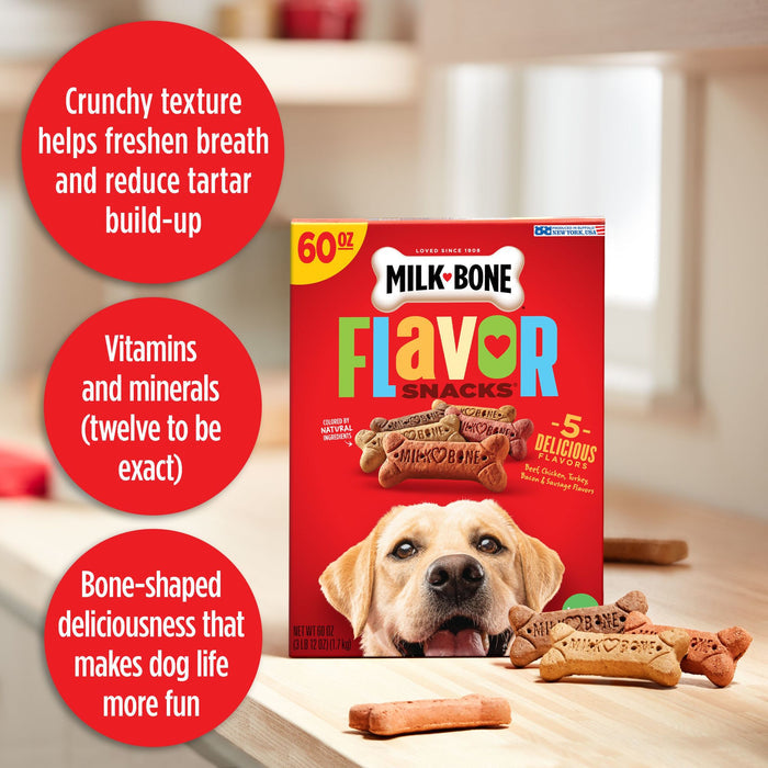 Milk-Bone Flavor Snacks Large Dog Biscuits, Flavored Crunchy Dog Treats