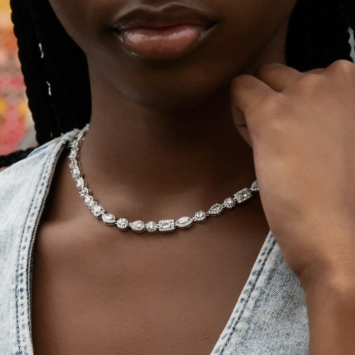 Mixed Stone Pave Necklace