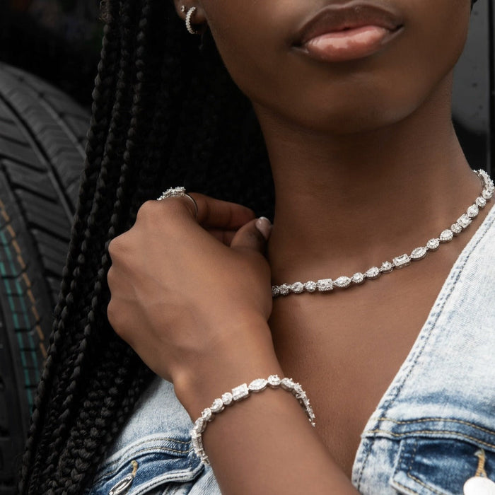 Mixed Stone Pave Necklace