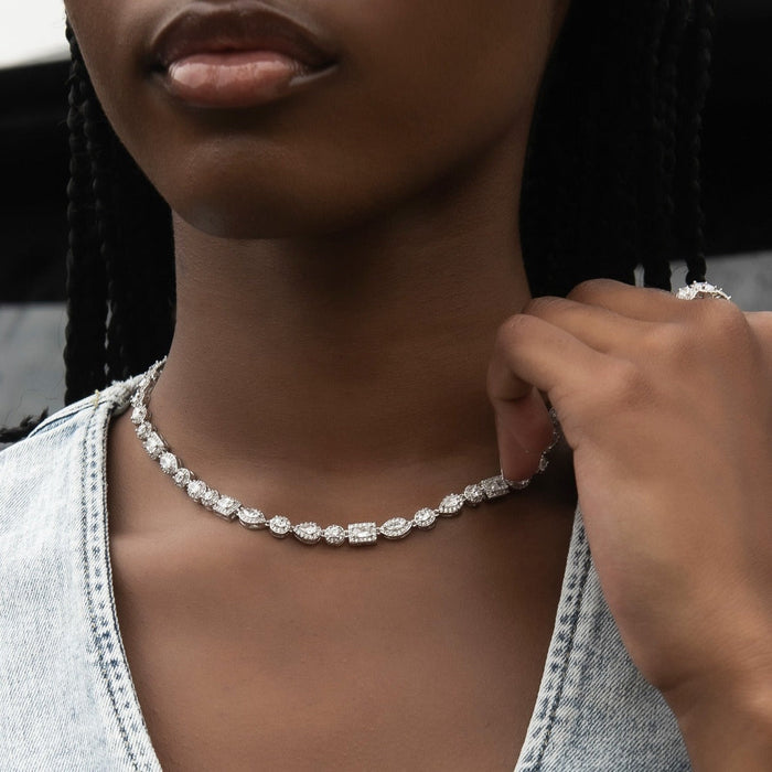 Mixed Stone Pave Necklace