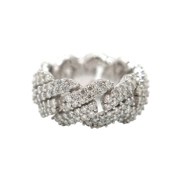 Moissanite Diamond Prong Cuban Ring in Sterling Silver