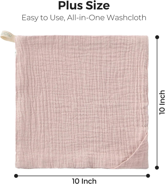 Momcozy Baby Washcloths 4 Layer Design Cotton for Newborns (Beige & Pink)