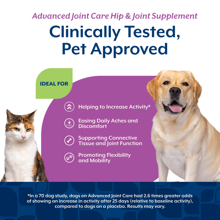 NaturVet Advanced Joint Care Hip & Joint Supplement for Dogs and Cats, Bacon and Chicken Flavor, 70 Count