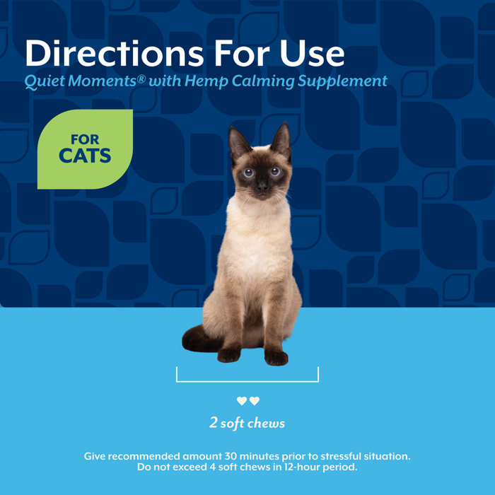 NaturVet Quiet Moments with Hemp Seed Calming Supplement for Cats, Salmon and Bacon Flavor, 60 Count