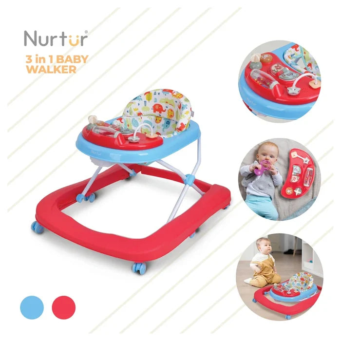 Nurtur 3 In 1 Baby Walker, Music, 3 Height Adjustment, Easy fold