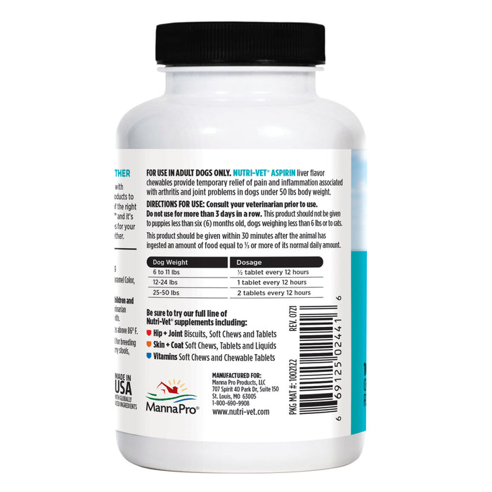 Nutri-Vet 120MG Aspirin For Dogs 100 Count