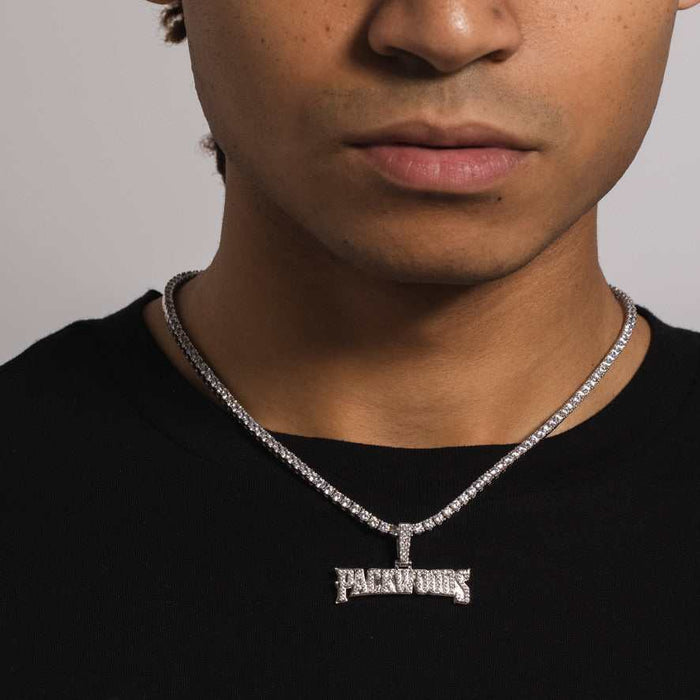 Packwoods Iced Logo Pendant in White Gold - The GLD Shop
