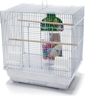 Penn-Plax Square Bird Cage Starter Kit, White, Small