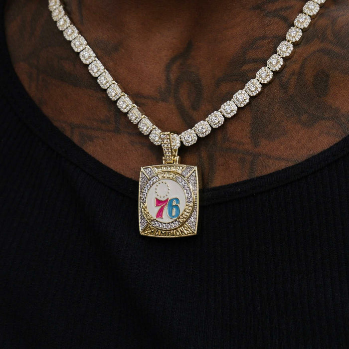 Philadelphia 76ers Championship Pendant - Yellow Gold