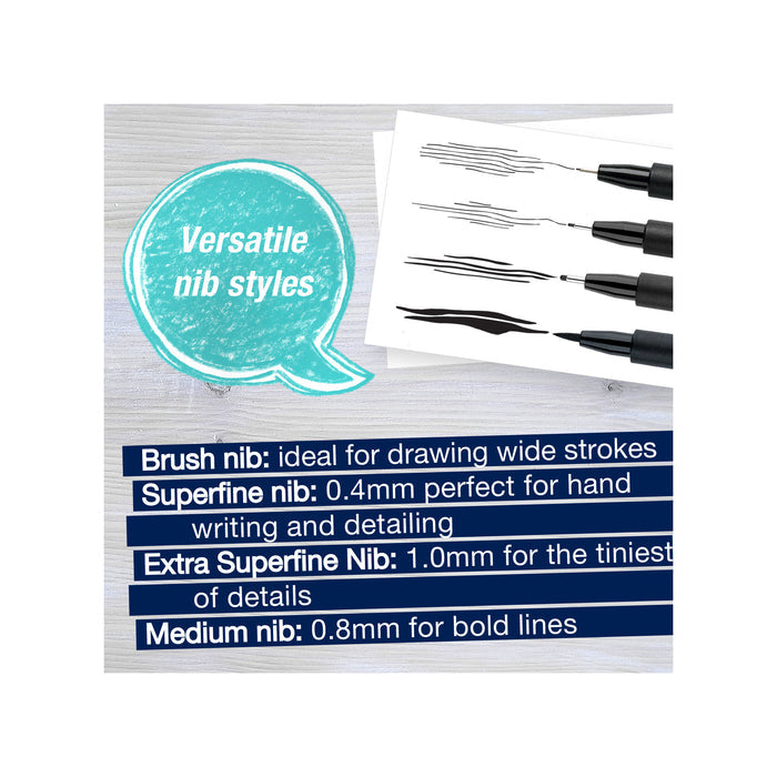 Pitt Artist Pen, Essential Art - #199 Black Set of 4 - #FC770075