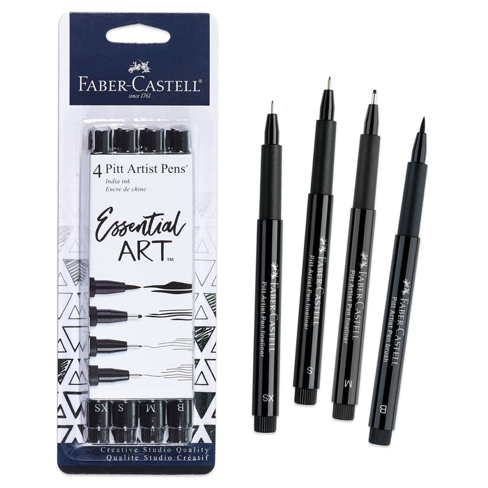 Pitt Artist Pen, Essential Art - #199 Black Set of 4 - #FC770075