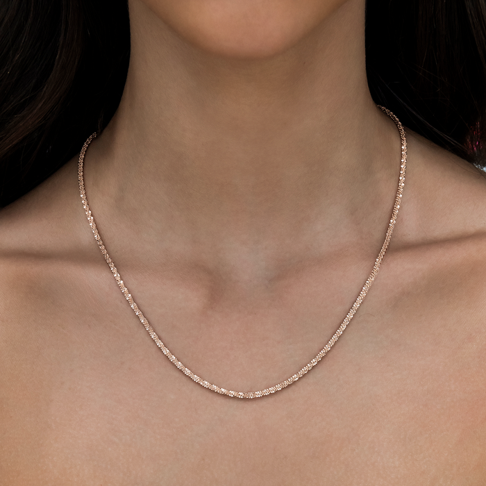 Popcorn Necklace in Rose Gold- 2mm