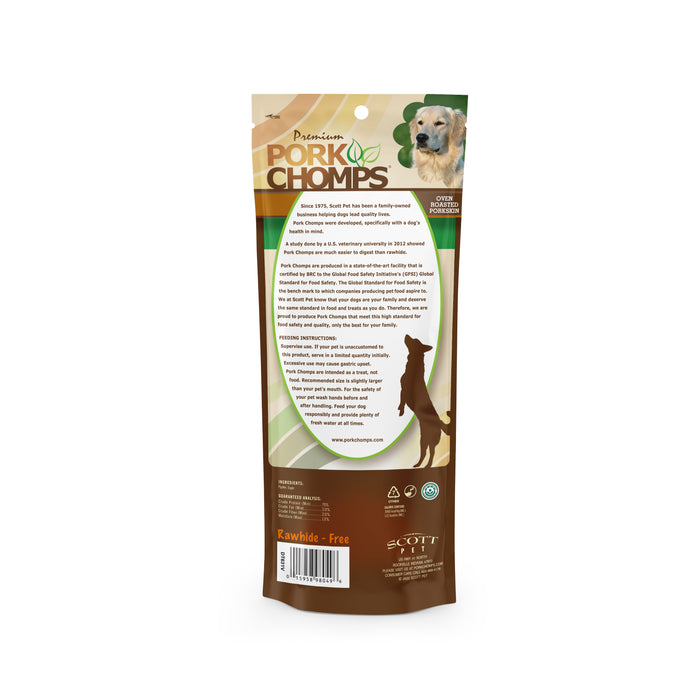 Pork Chomps 7-inch Roasted Pressed Pork Skin Dog Bone, Single Count Dog Chew