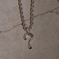Question Mark Pendant + 6mm Rope Chain in White Gold Bundle