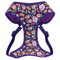 Ribbon Designer Wrap Adjustable Dog Harness, Purple Sketched Floral, Medium - 3/4" x 22"-28"