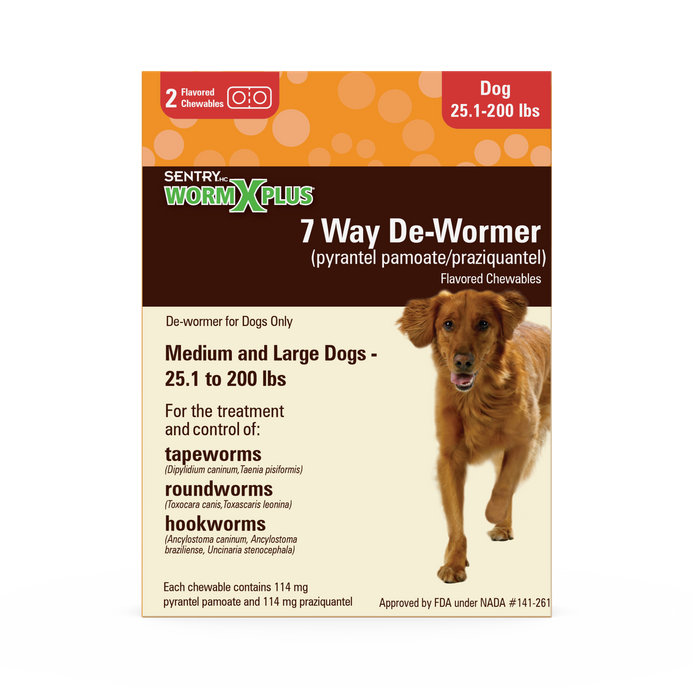 Sentry WormX Plus 7 Way DeWormer Dog Lrg 2CT