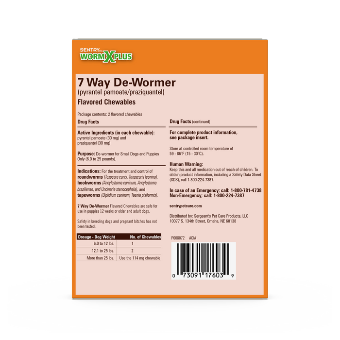 Sentry WormX Plus 7 Way DeWormer Dog SM 2CT