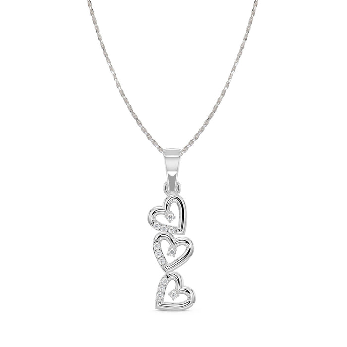 CLARA 925 Sterling Silver 3 Heart Pendant Chain Necklace