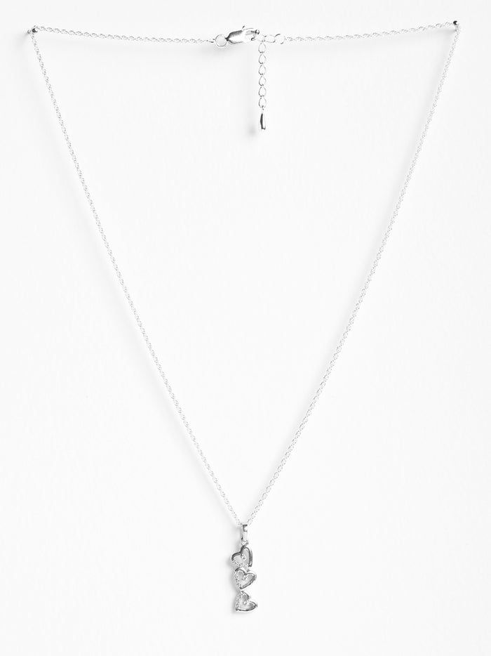 CLARA 925 Sterling Silver 3 Heart Pendant Chain Necklace