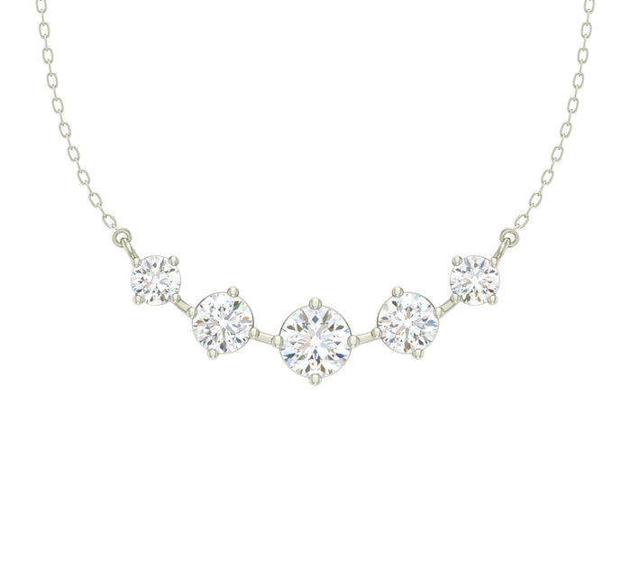5 Stone Silver Chain Pendant