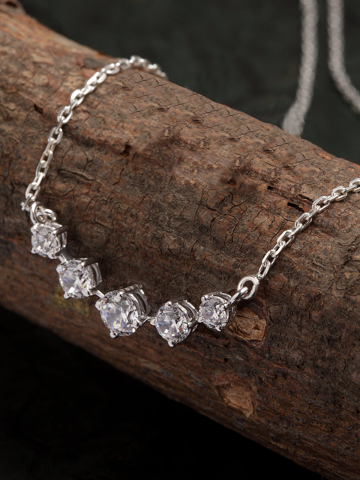5 Stone Silver Chain Pendant
