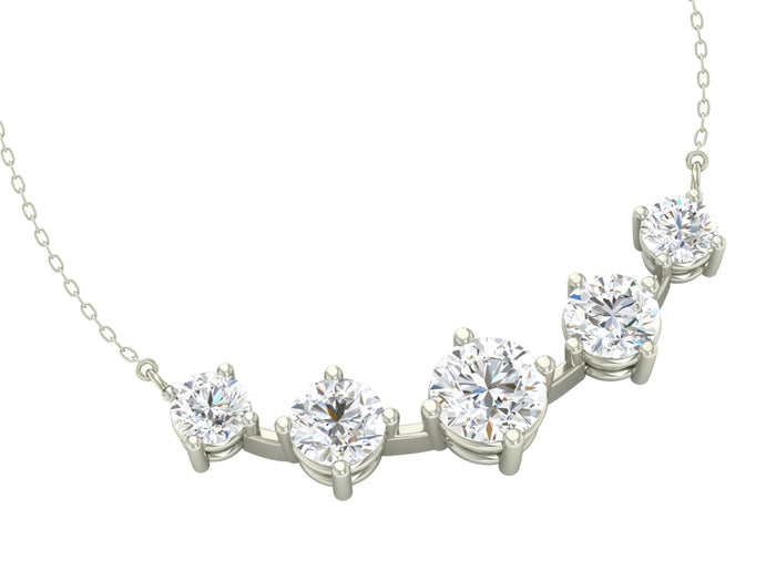 5 Stone Silver Chain Pendant